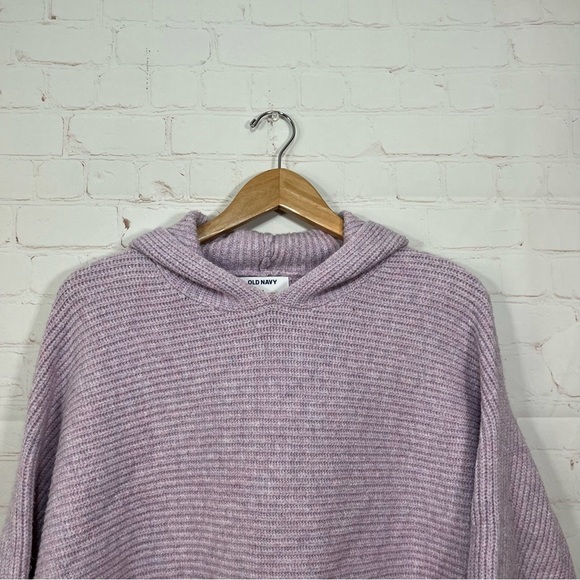 Old Navy Sweater Womens Small Medium Purple Ribbed 3/4 Sleeve Hoodie Sweater - Picture 2 of 12